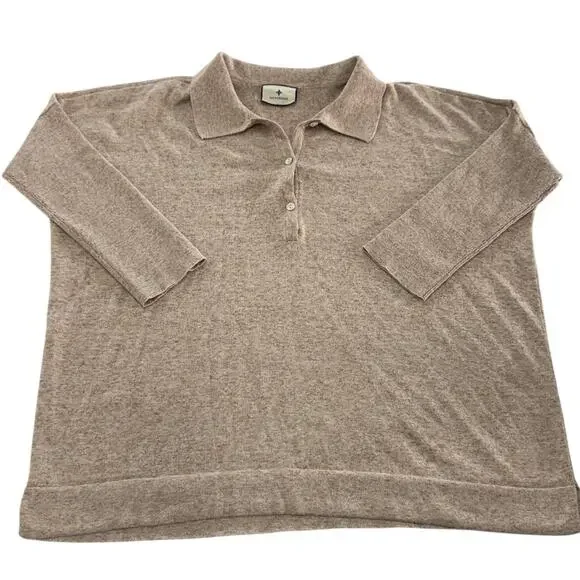 Tuckernuck Sweater Womens Large Clayton Collared Pullover Sleeve Tencel Linen - Picture 2 of 11